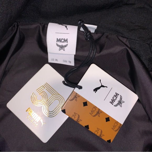 Puma Men’s size XL MCM tracksuit track jacket pants set black logo print luxury - Picture 5 of 14